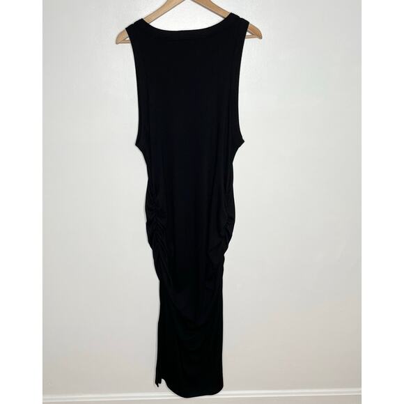 Michael Stars Womens Wren Midi Dress 3X Black Ribbed Side Slit Comfort Casual - Picture 9 of 11